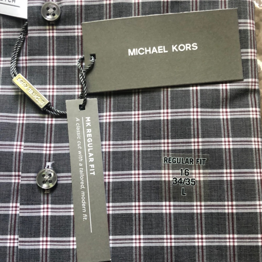 NEW!! Michael Kors Regular Fit Airsoft Stretch Dress Shirt Size Large {16 34/35} - Picture 3 of 5
